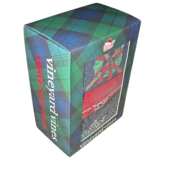 NEW Vineyard Vines 3 Pack Wreath & Skis Sock Gift Box Set Christmas Mens Pima - Picture 2 of 4